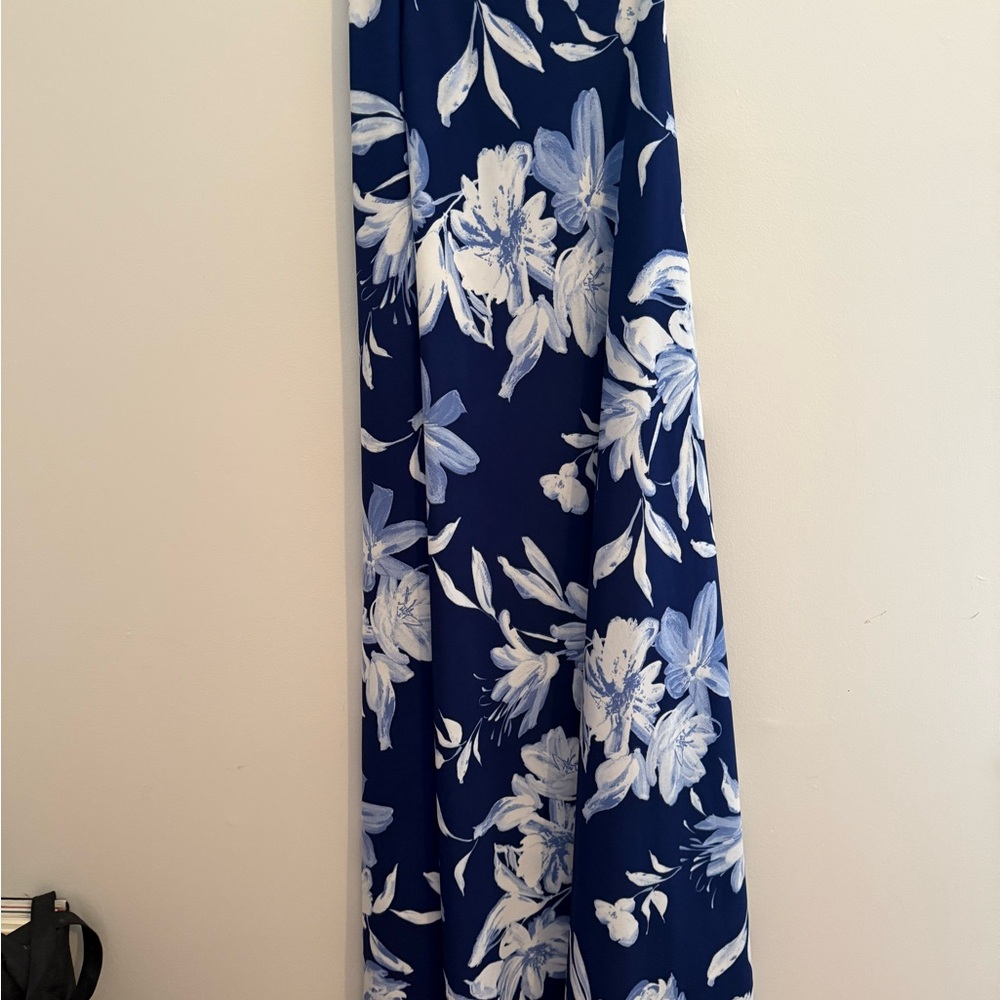 Lulu's Navy and White Floral Maxi Two-Piece Dress